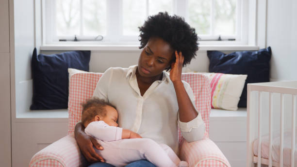 Healthy mother bonding with child